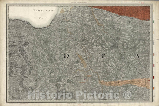 Historic Map : Geologic Atlas Map, 26. Bideford. 1889 - Vintage Wall Art