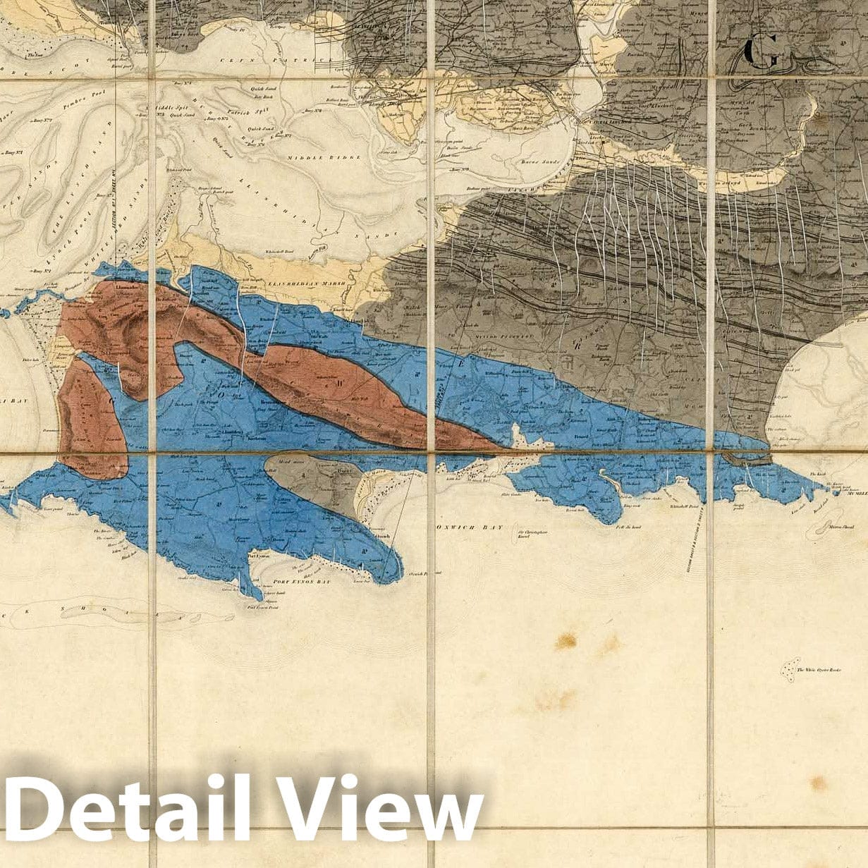 Swansea - Geological Map, 1850 - Hand-Colored Historical Print