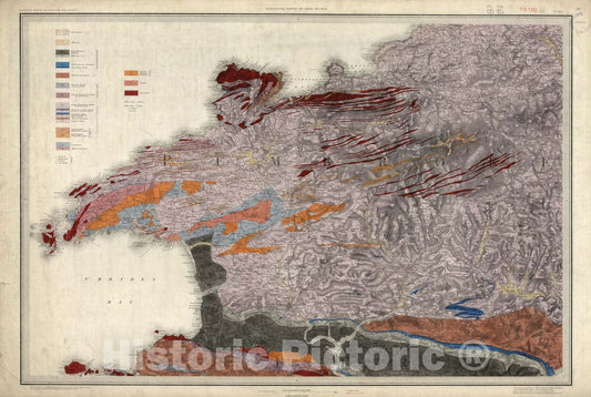 Historic Wall Map : Geologic Atlas Map, 40. Haverfordwest. 1857 - Vintage Wall Art