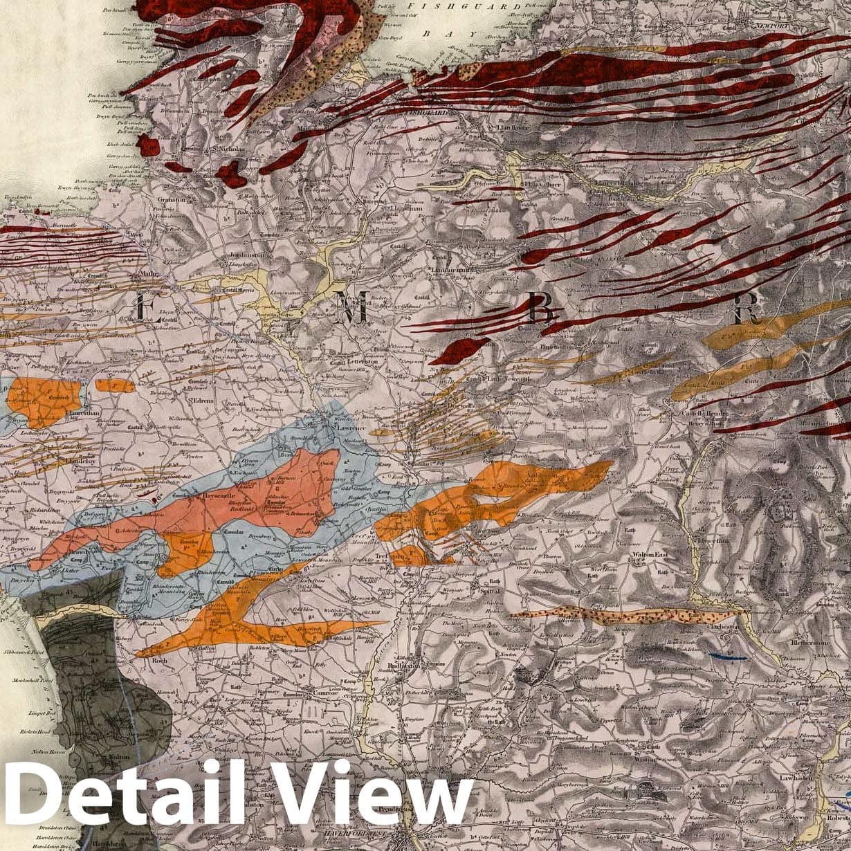 Haverfordwest, Wales - Geological Survey, 1857 Historical Map Print