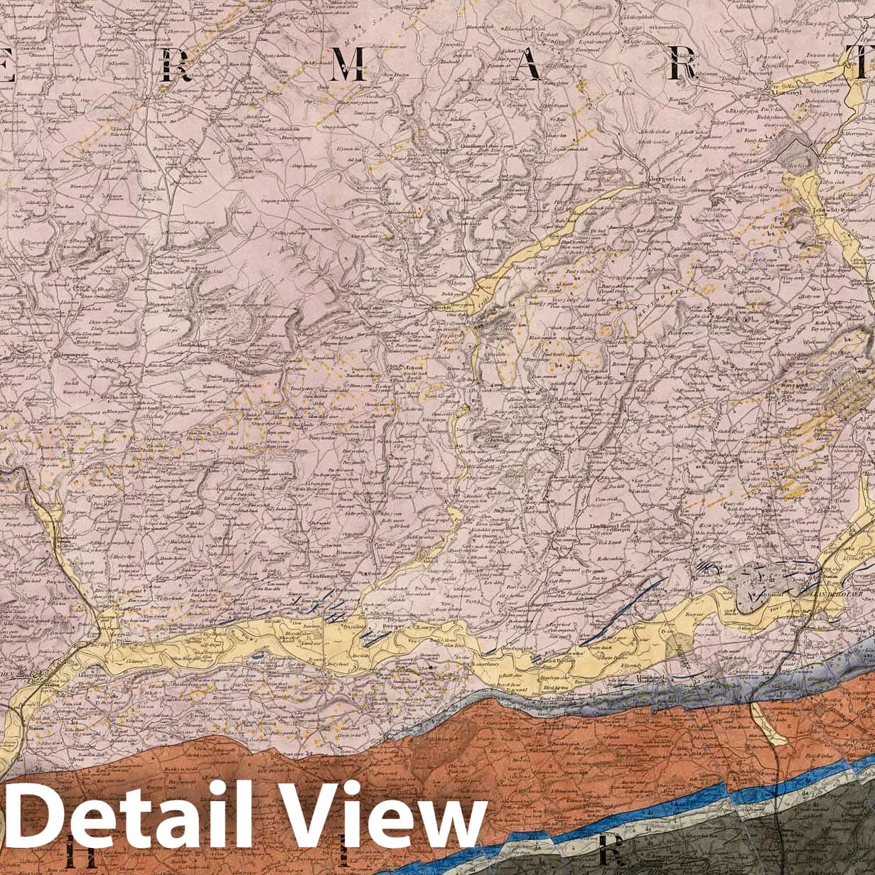 41. Caermathen - Geological Map 1857 - Ordnance Survey of Great Britain