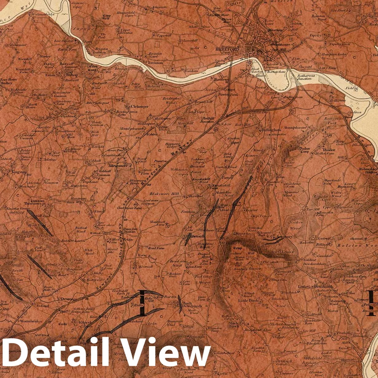 Hereford, NW Quad, England - Geological Map 1882 - Historical Map Print