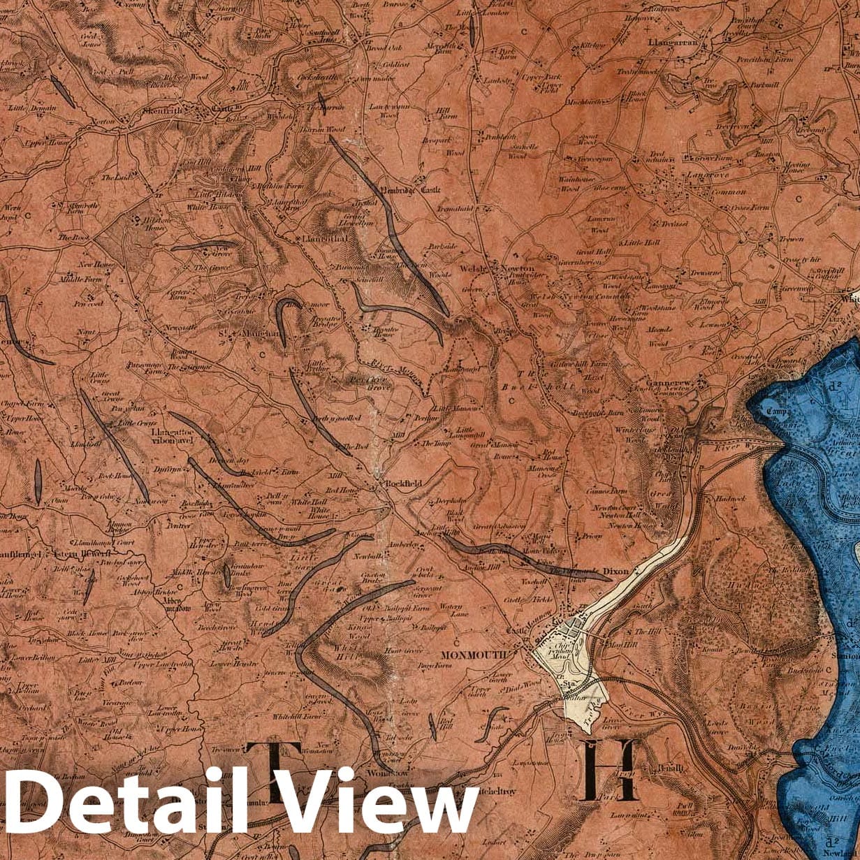 Monmouth and Hereford, Southwest Quadrant - Geological Map, 1883