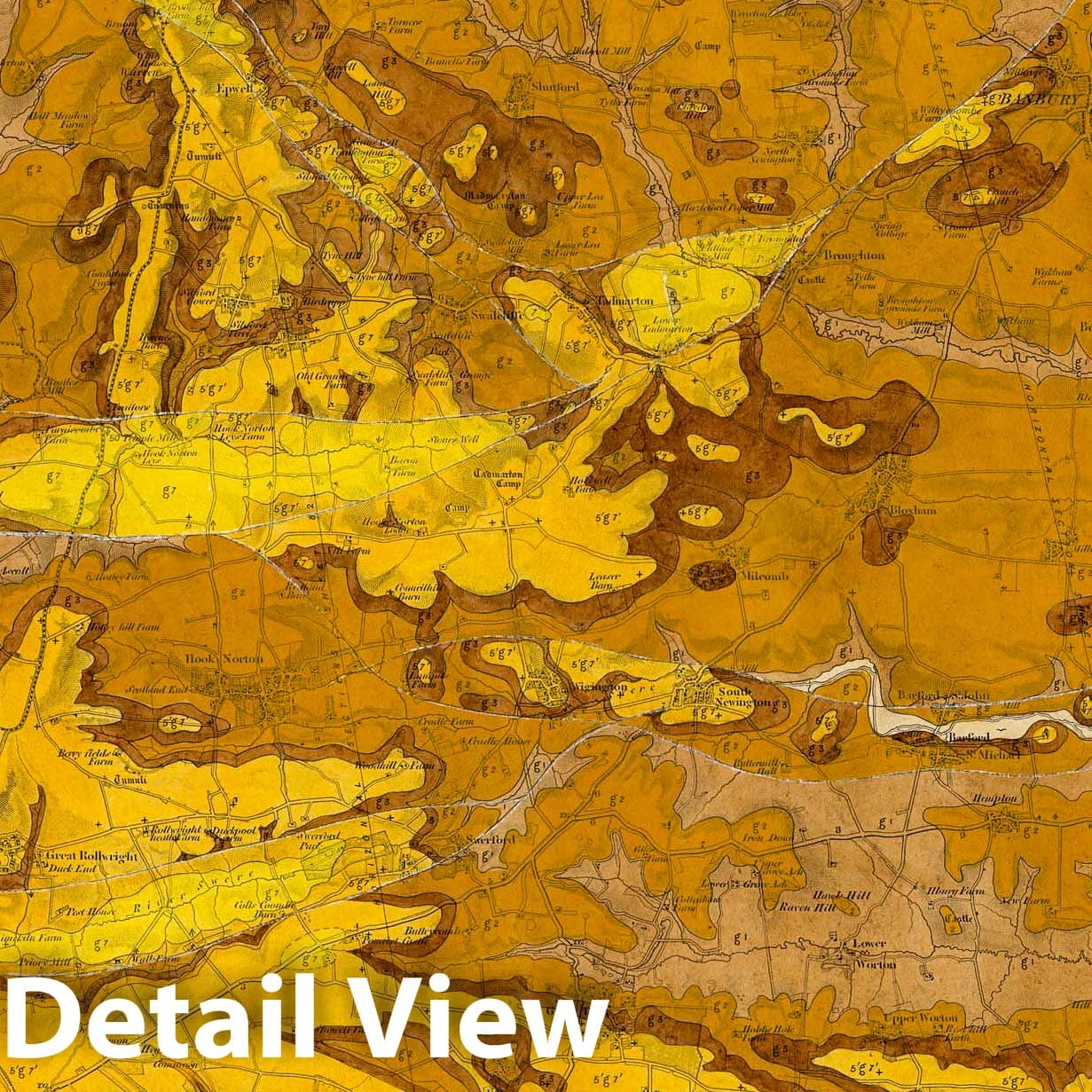 Banbury, England - Northwest Quadrant, 1871 Geological Map Print