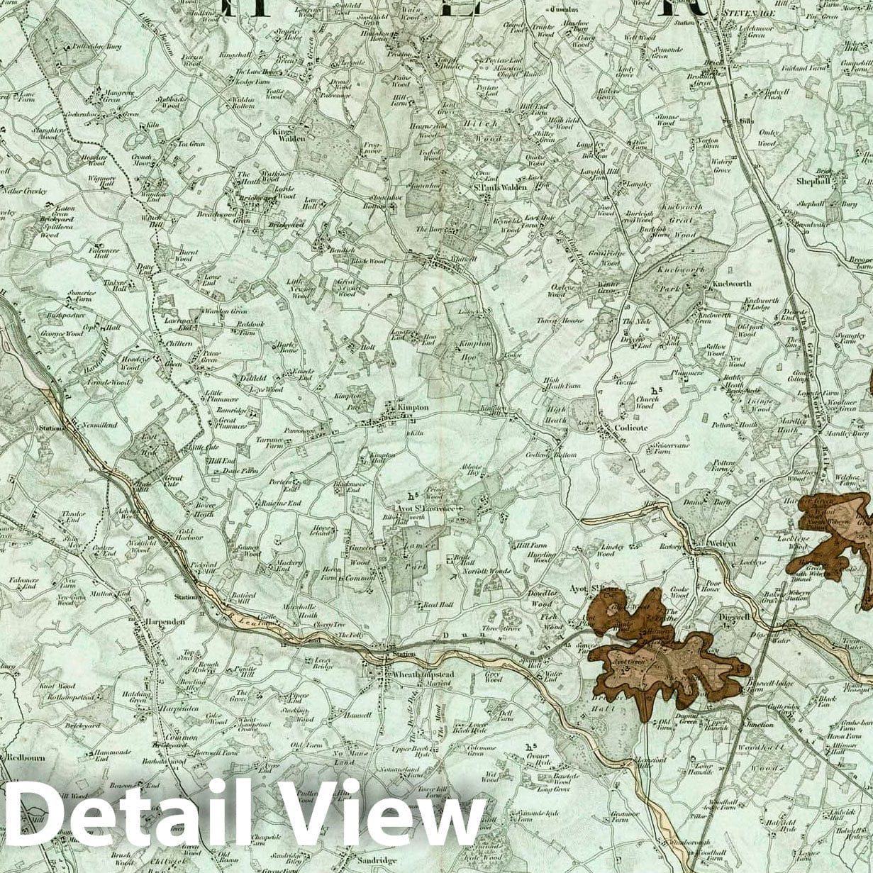 Woburn, SE Quad., England - Geological Map, 1867 - Historical Map Print