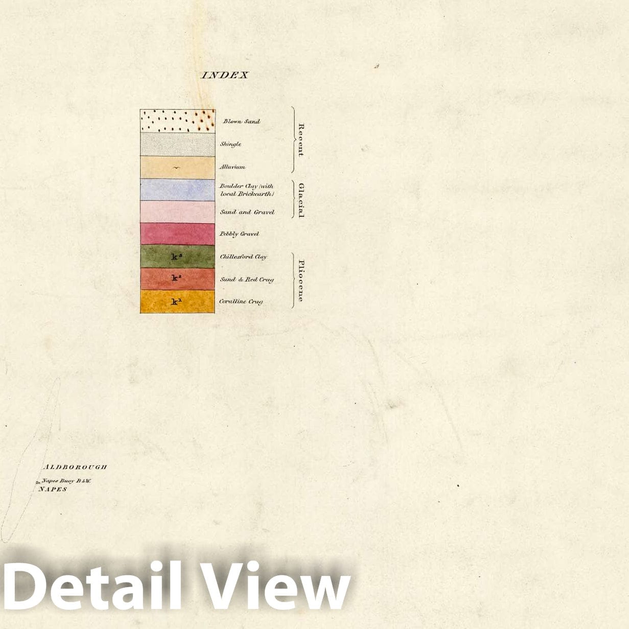 Aldborough, Dunwich - Railroad Map, 1883 - Ordnance Survey Geological Map Print