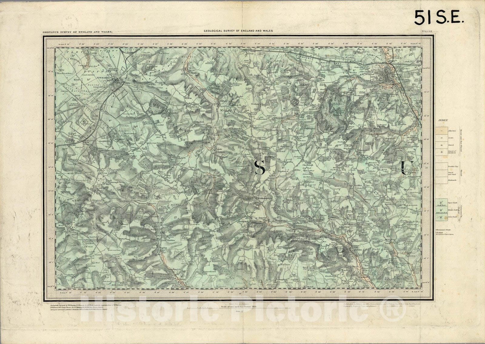 Historic Wall Map : Geologic Atlas Map, 51. Cambridge, SE Quad. 1882 - Vintage Wall Art