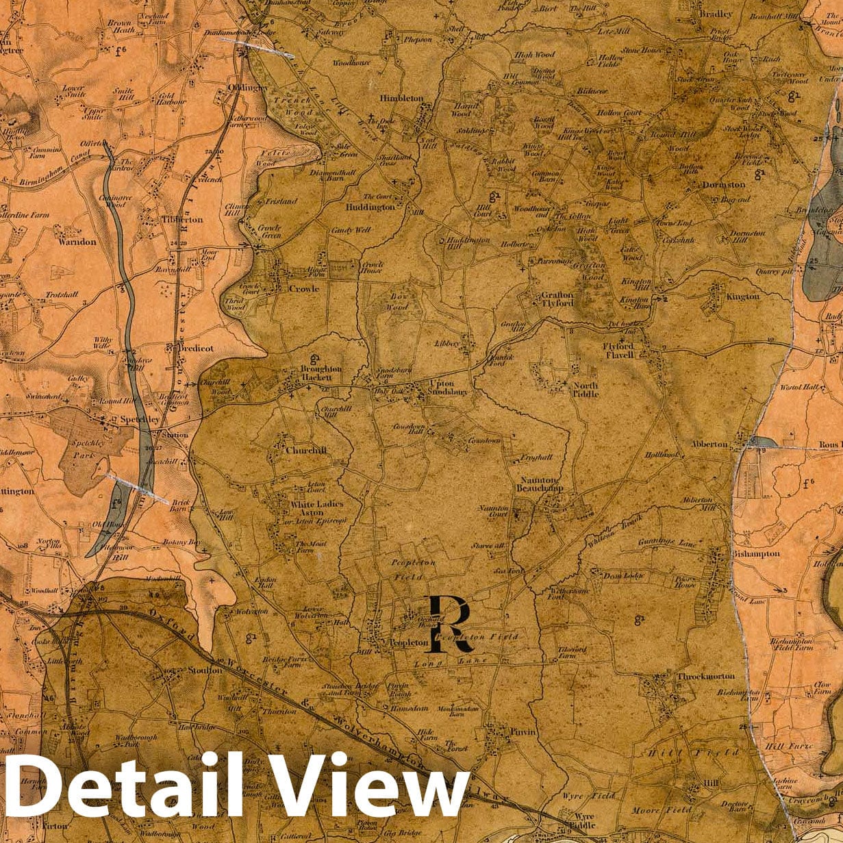 Worcester, England - SW Quad, 1880 Geological Map Print