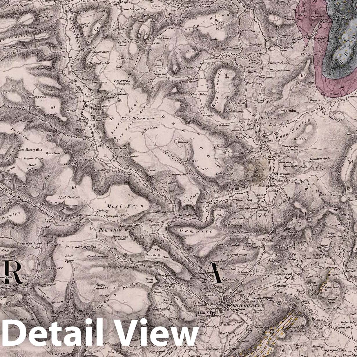 Rhayader, Radnor, England - Geological Map, 1850