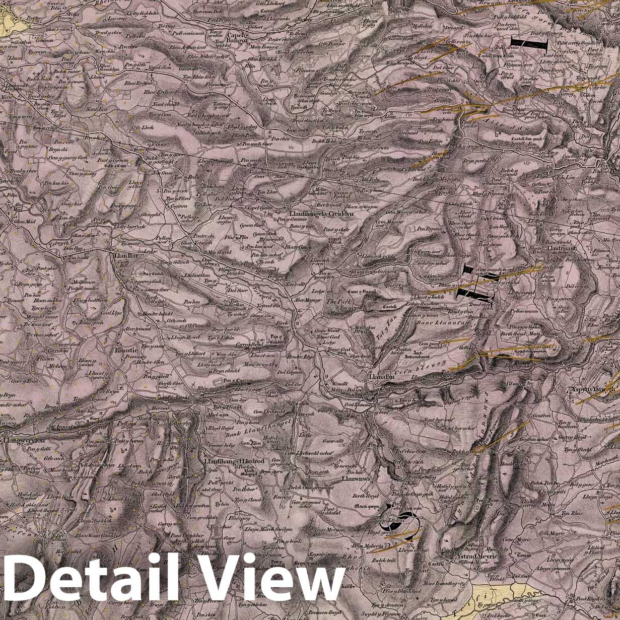 Tregaron, NE Quad, Wales - Geological Map 1848 - Historical Map Print