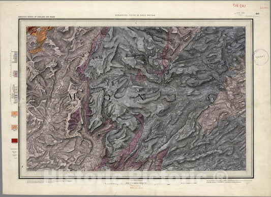 Historic Map : Geologic Atlas Map, 60. Dinas Mowddwy, Montgomery, NW Quad. 1855 - Vintage Wall Art