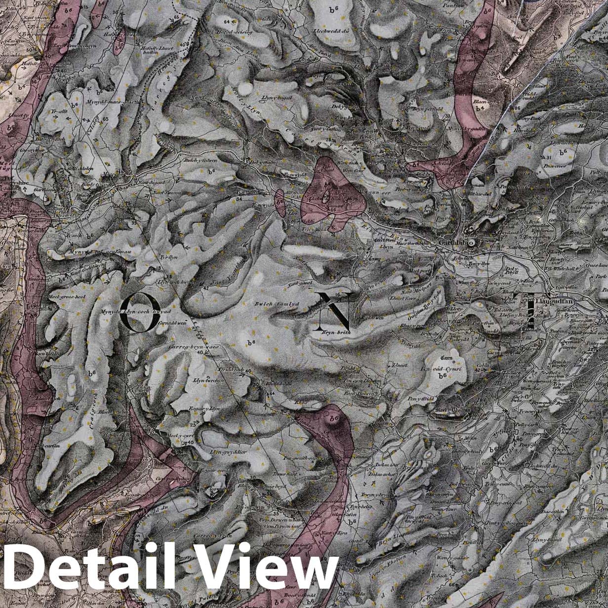 Dinas Mowddwy and Montgomery, Wales - Geological Survey Map, 1855