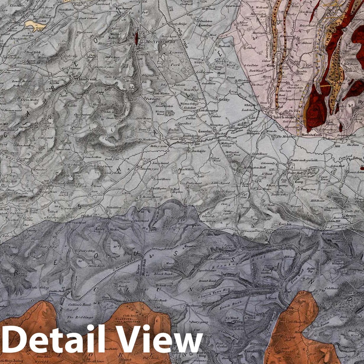Montgomery, SE Quad., England and Wales - Geological Map, 1850