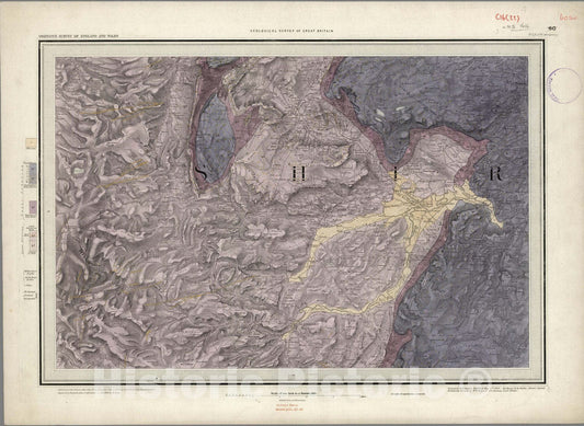 Historic Map : Geologic Atlas Map, 60. Llanidloes, Montgomery, SW Quad. 1850 - Vintage Wall Art