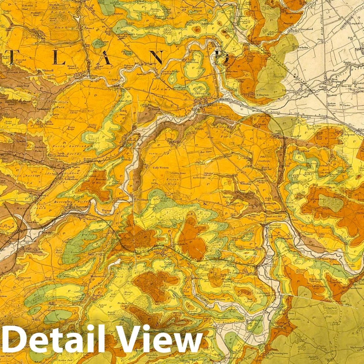 Oakham - Railroad Map, 1885 - Hand-Colored Geological Map Print