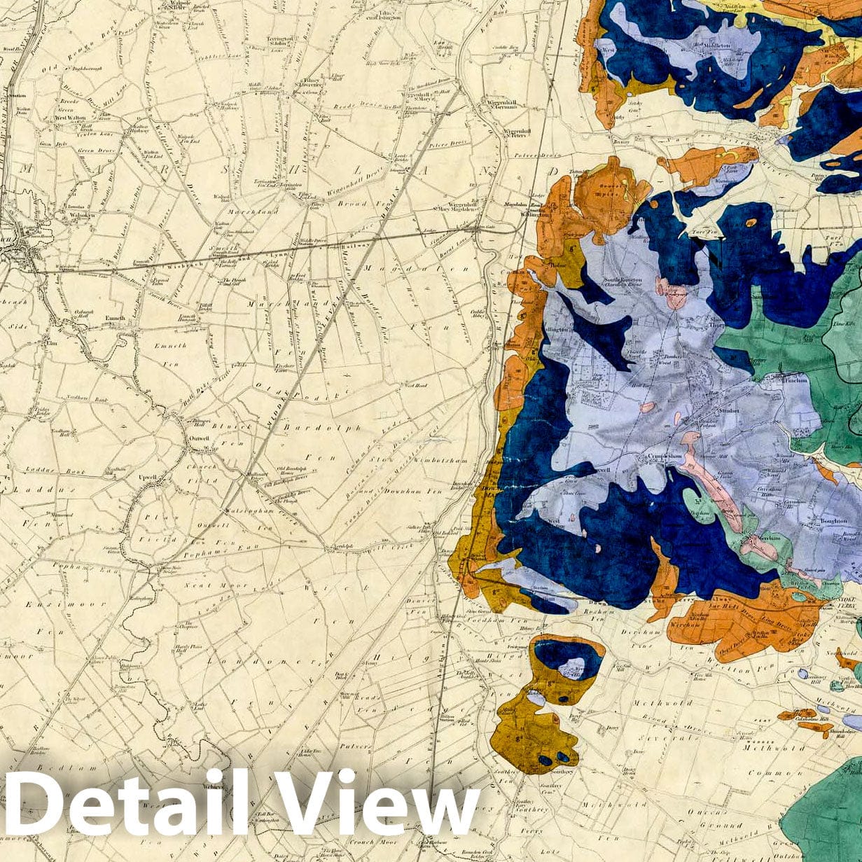 Downham - Railroad Map, 1886 - Historical Geological Map Print