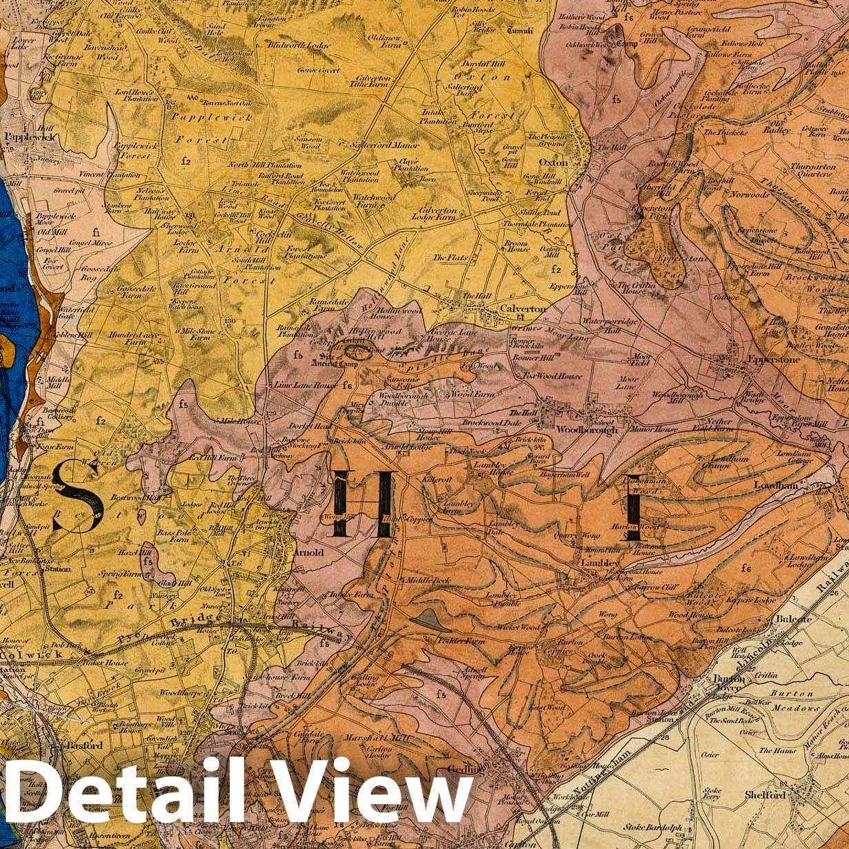 Nottingham, NE Quad., England and Wales - Geological Map 1888