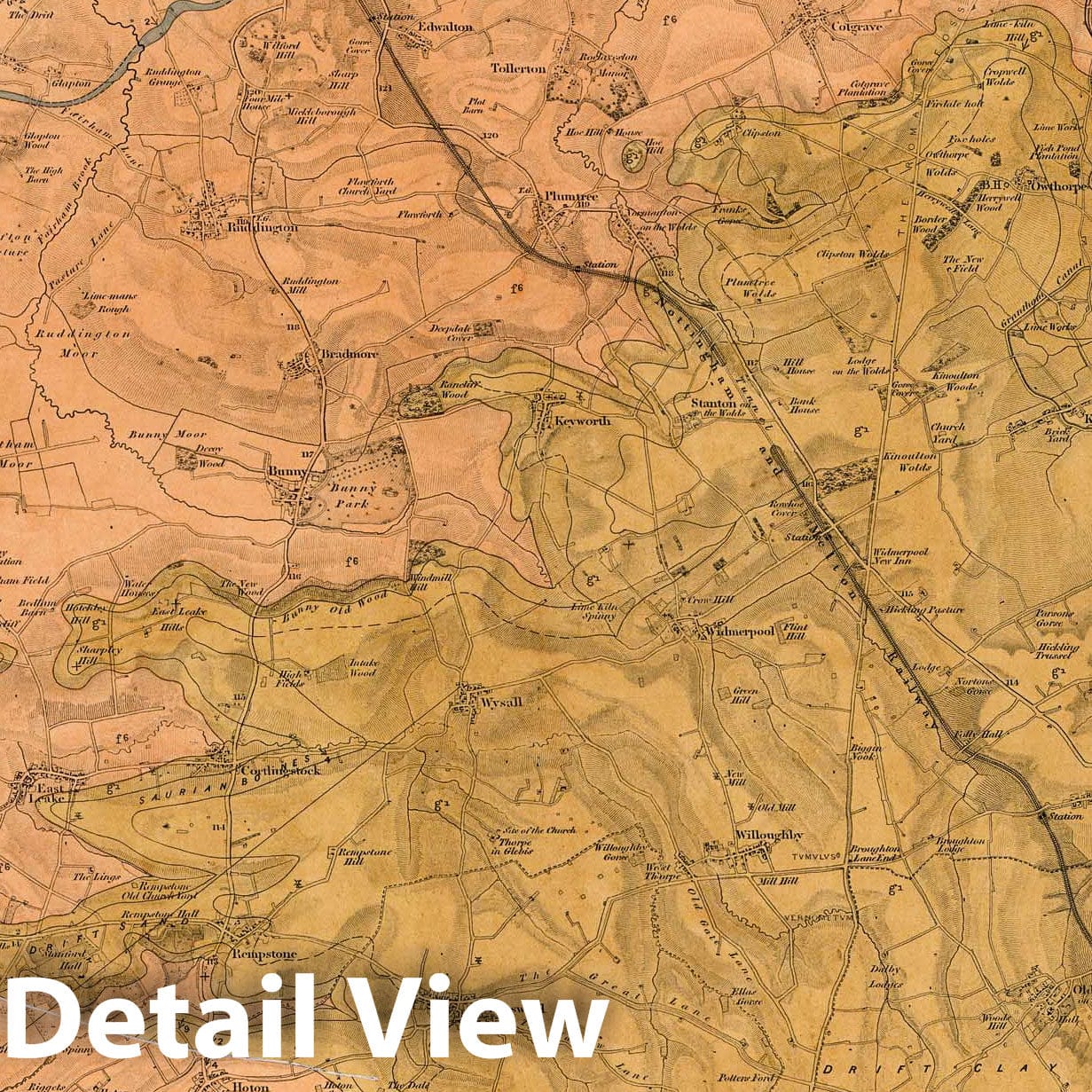 Historic Map : Geologic Atlas Map, 71. Kenworth, Nottingham, SE Quad. 1884 - Vintage Wall Art