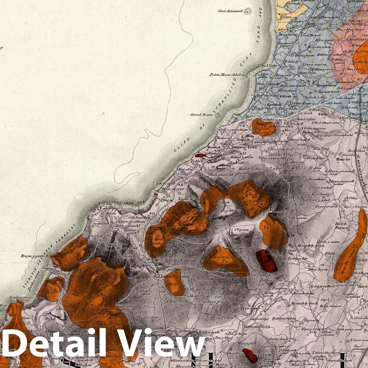 Harlech, Wales - Northwest Quadrant, 1885 - Historical Geological Map Print