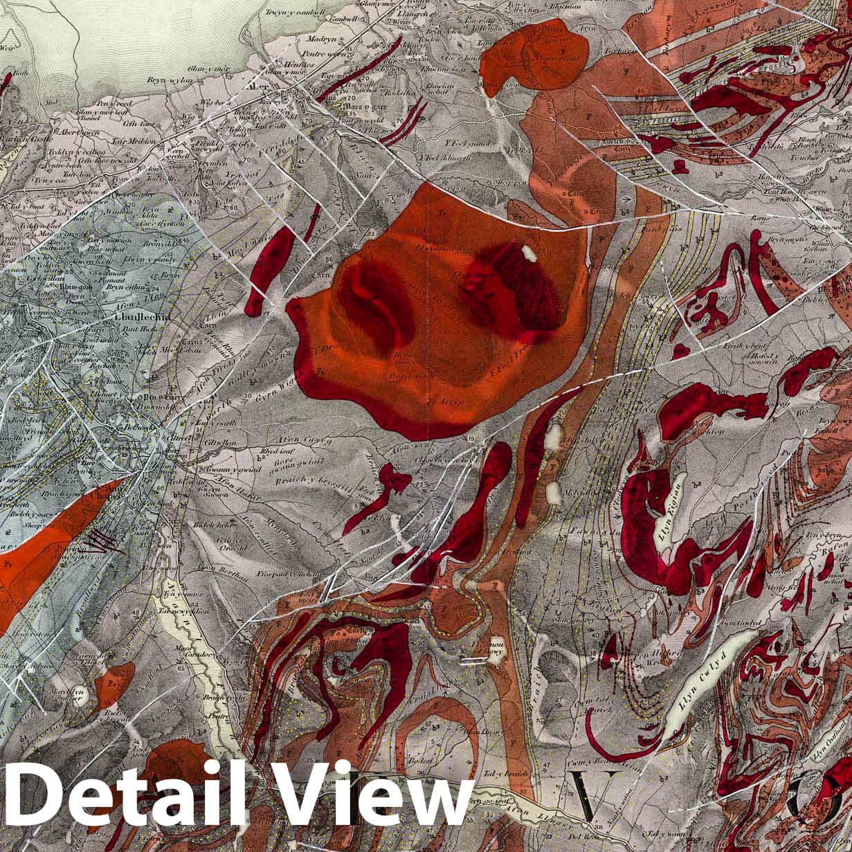 Bangor, SE Quad., Wales - Geological Map, 1852