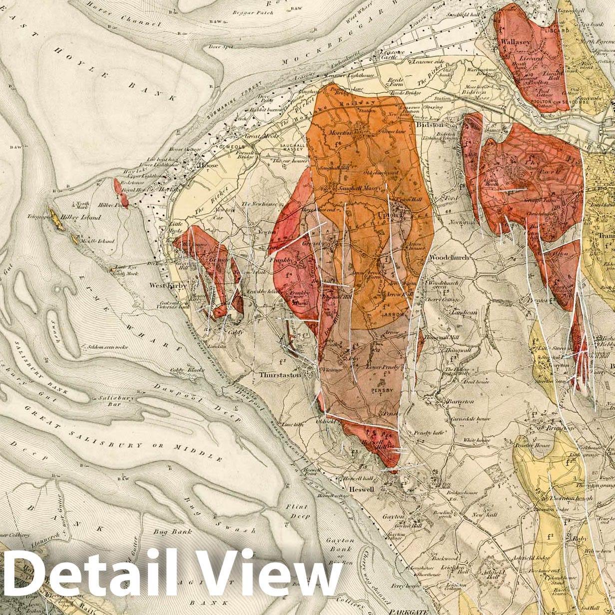 Denbigh, NE Quad., England - Geological Map, 1884