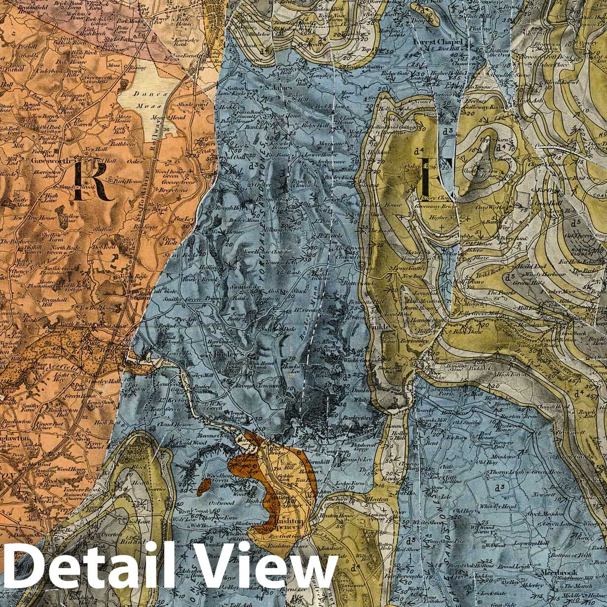 Buxton, SW Quad., England - Railroad Map, 1864 - Historical Geological Map Print