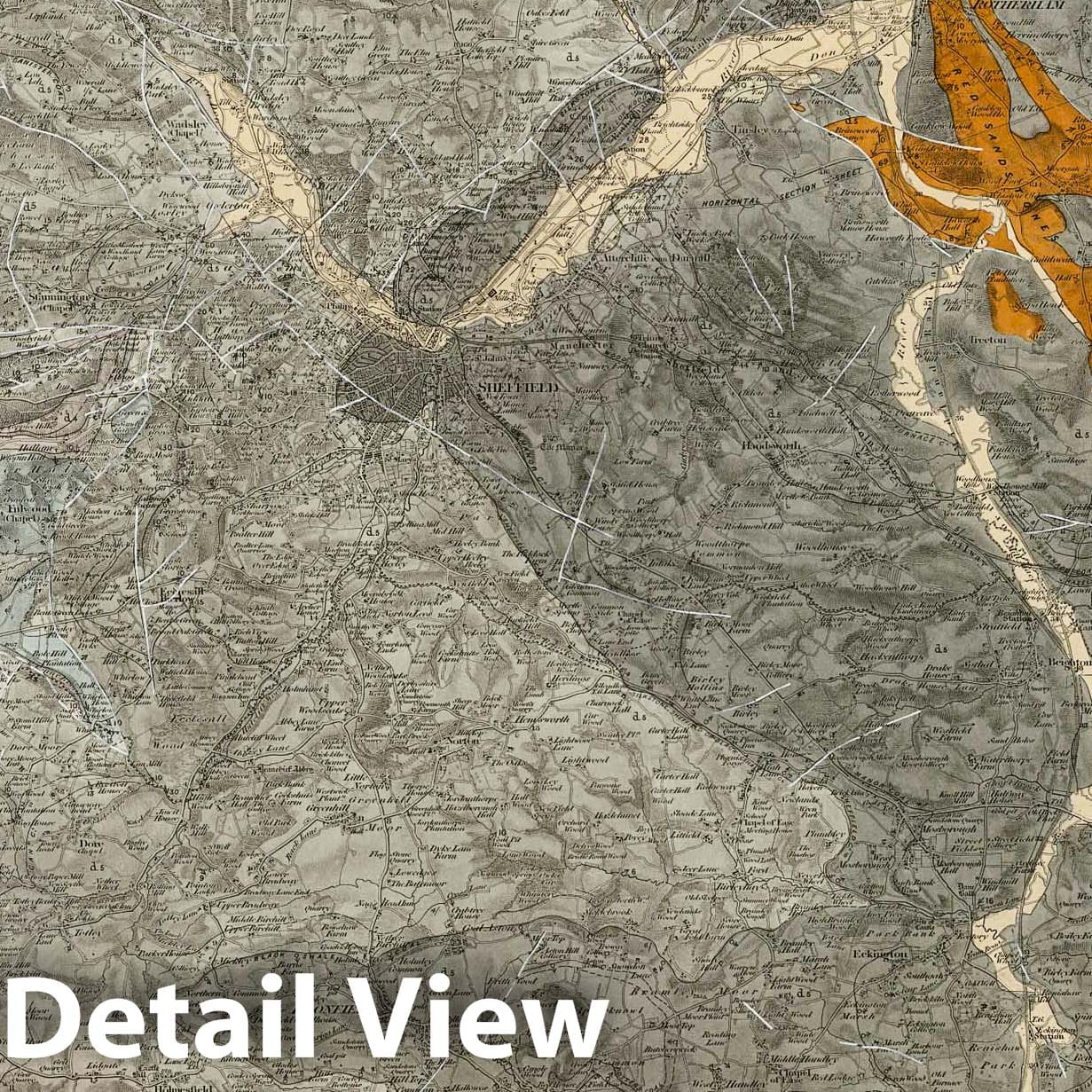 Chesterfield, England, NW Quad - Railroad Map, 1867 - Geological Survey Print