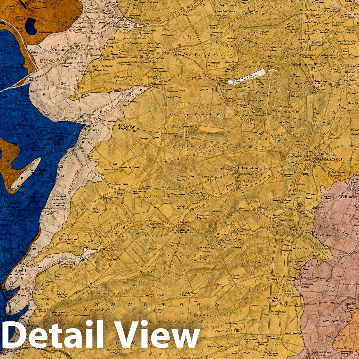 Chesterfield, England SE Quad - Geological Map, 1858