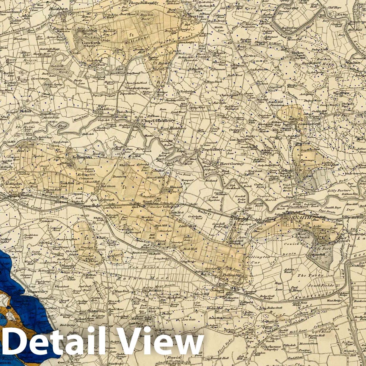 Doncaster, NE Quad Geological Map 1863 - Historical Print