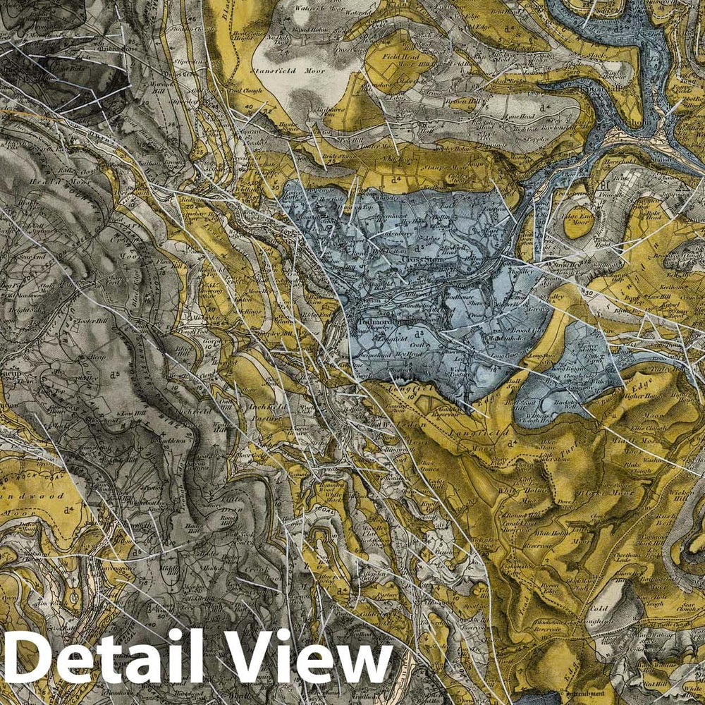 Historic Map : Geologic Atlas Map, 88. Huddersfield, NW Quad. 1870 - Vintage Wall Art