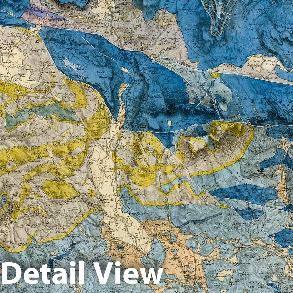 Skipton, NW Quad., England - Railroad Map, 1892 - Historical Geological Map Print