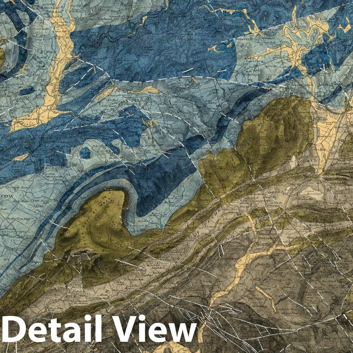Clitheroe and Skipton, England - Geological Map, 1891