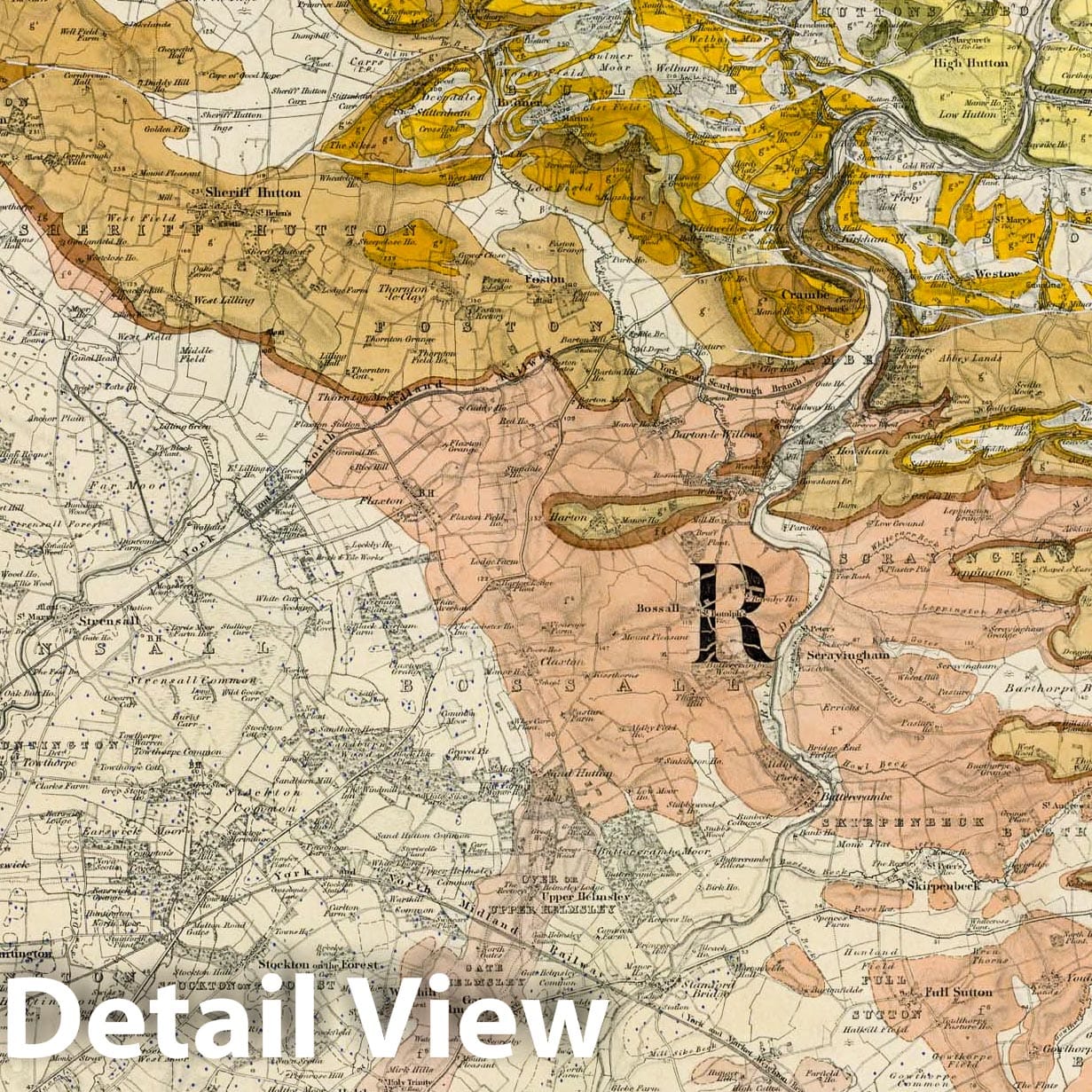 York, England, Northeast Quadrant - Geological Survey, 1882 Historical Map Print