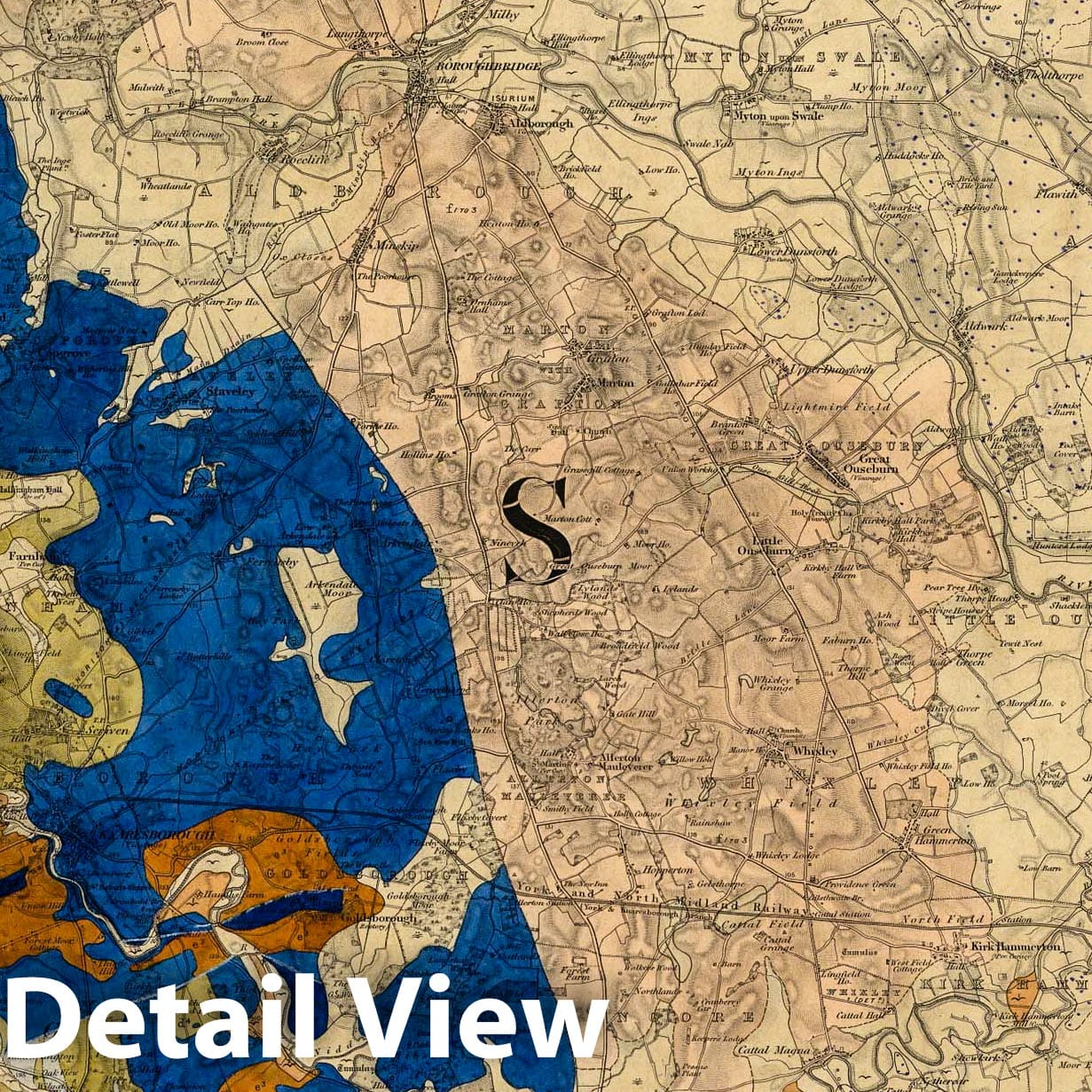 Ripley, York, England, NW Quad - Geological Map, 1874
