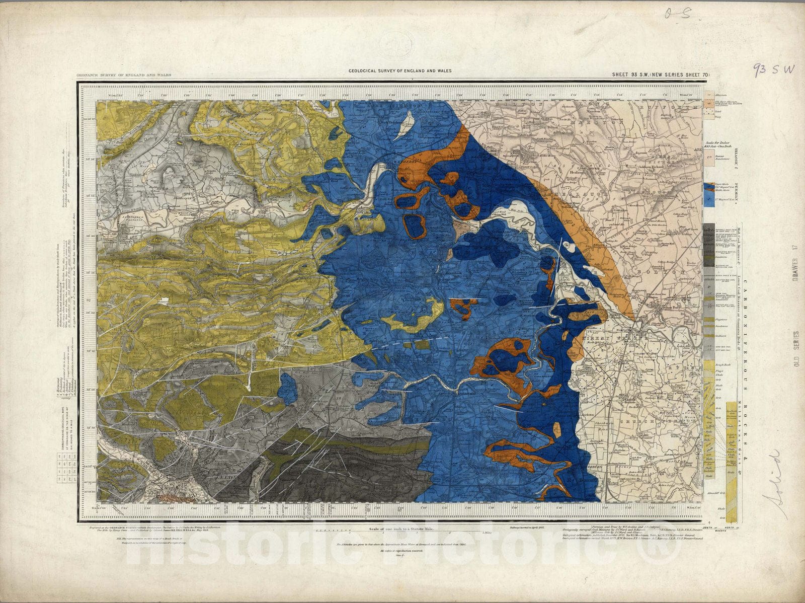 Historic Map : Geologic Atlas Map, 93. York, SW Quad. 1892 - Vintage Wall Art