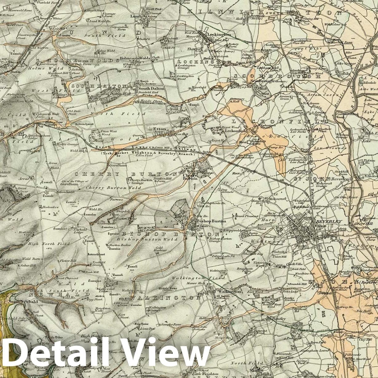 Beverley, SW Quad, England - Geological Map, 1884 - Ordnance Survey Historical Reproduction