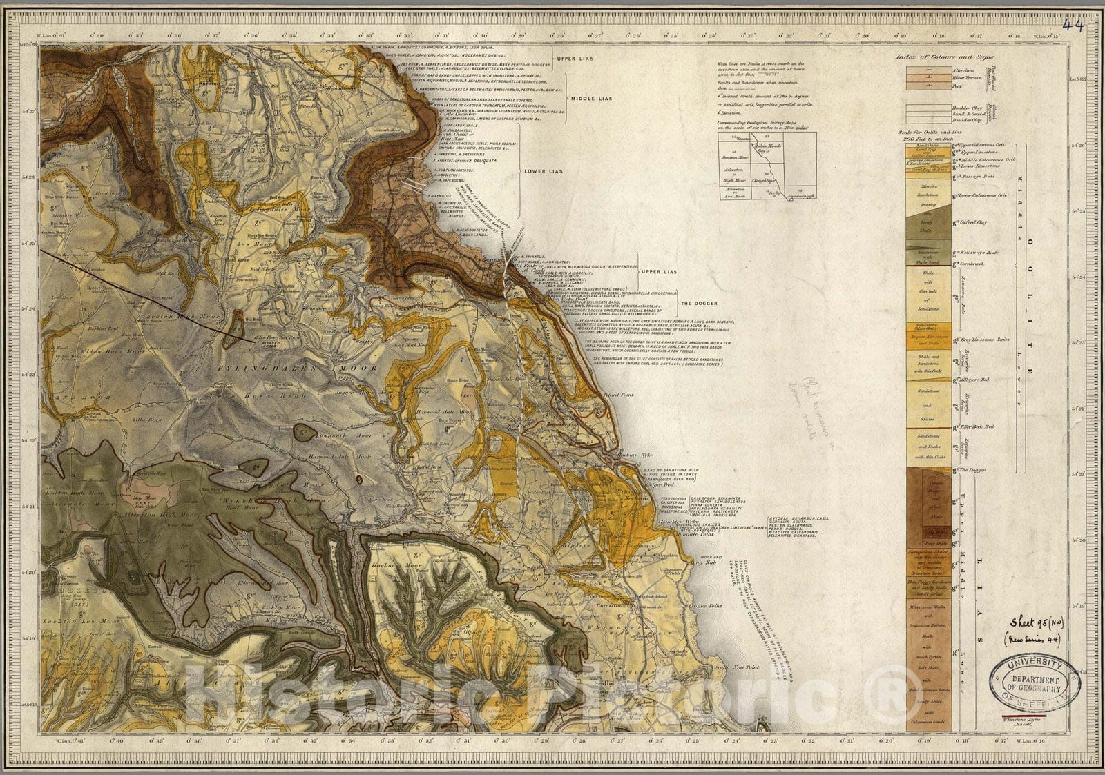 Historic Map : Geologic Atlas Map, 95. Scarborough, NW Quad. 1885 - Vintage Wall Art