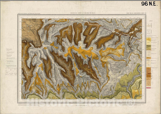 Historic Map : Geologic Atlas Map, 96. Helmsley, NE Quad. 1883 - Vintage Wall Art