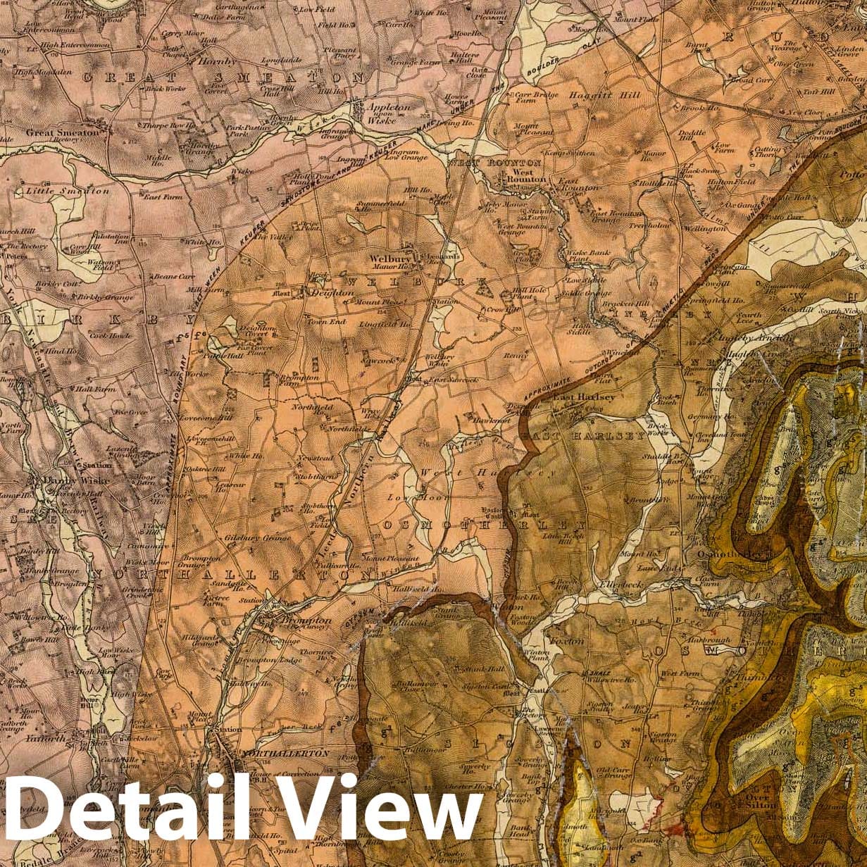 Helmsley, NW Quad, England - Geological Map, 1883 - Historical Map Print