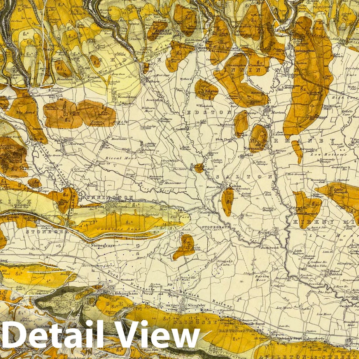Helmsley, SE Quad, England - Railroad Map, 1882 - Ordnance Survey Geological Map Print