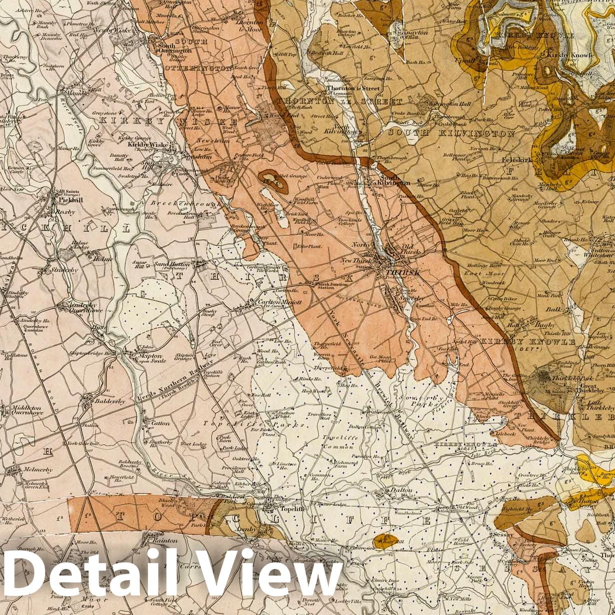 Thrisk, Helmsley, England - Geological Map, 1884 - Historical Print