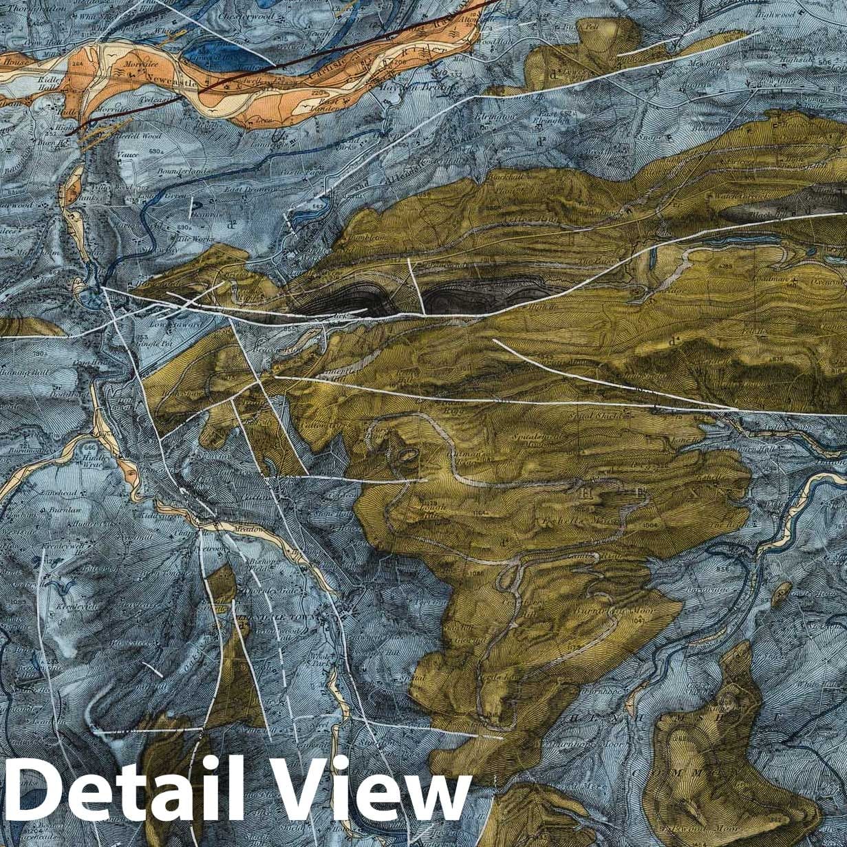 Allendale Town, Haltwhistle, England - Geological Map, 1883