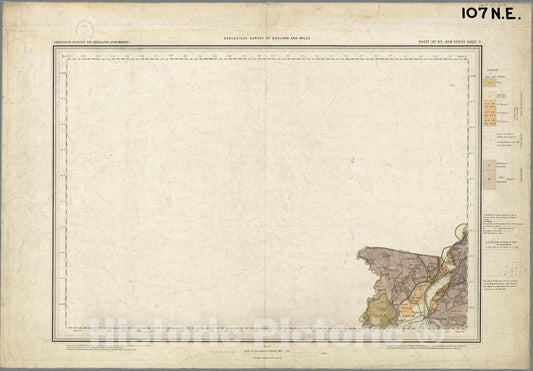 Historic Map : Great Britain, Geologic Atlas Map, 107. Carlisle, NE Quad. 1888 , Vintage Wall Art