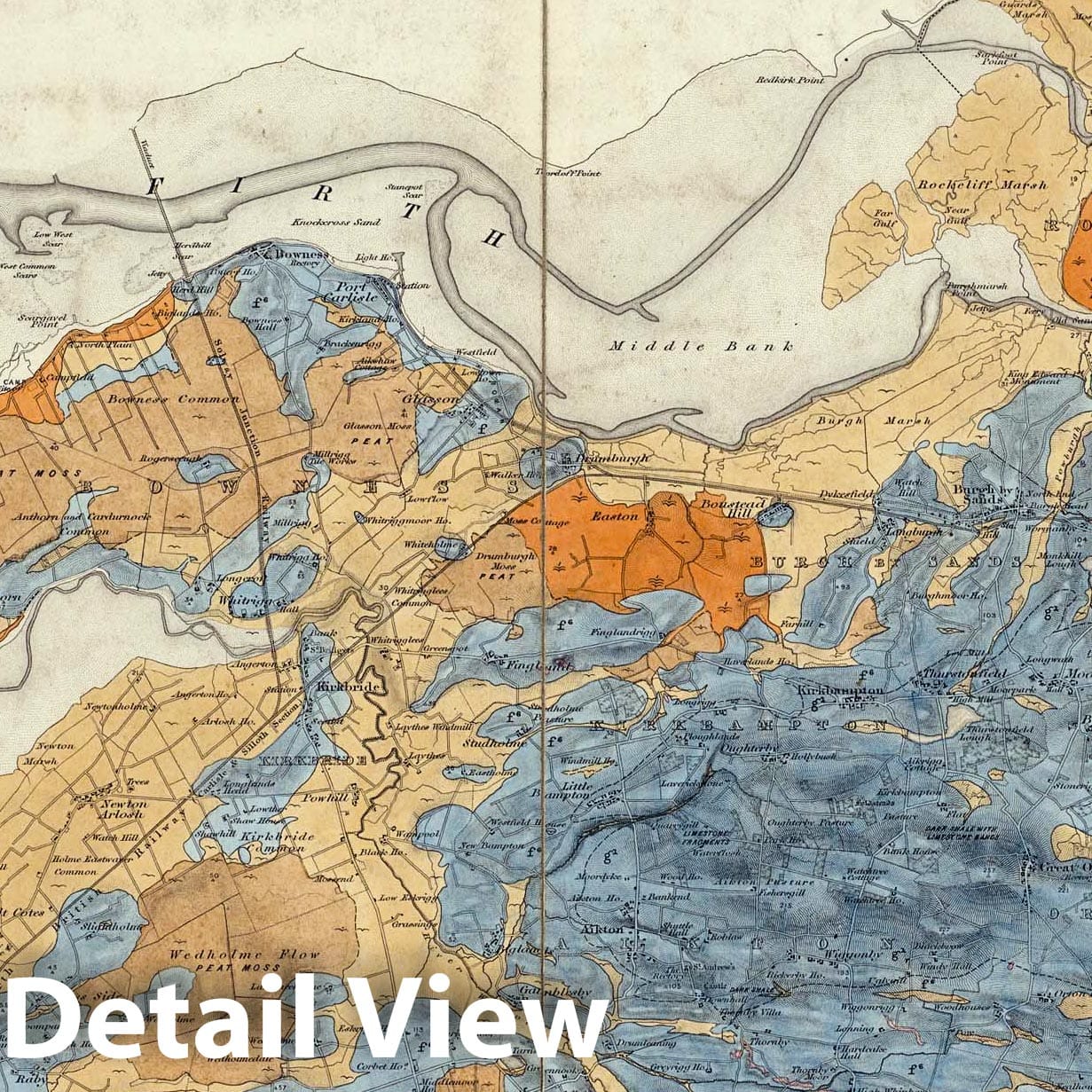 Carlisle, SE Quad, England - Railroad Map, 1888 - Ordnance Survey Geological Print