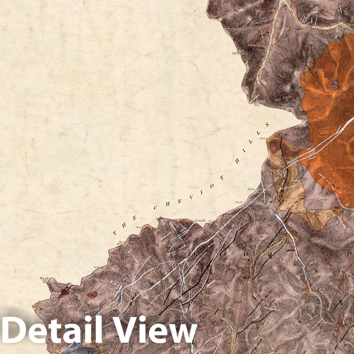 Wooler, NE Quad., England - Geological Map 1888 - Historical Map Print