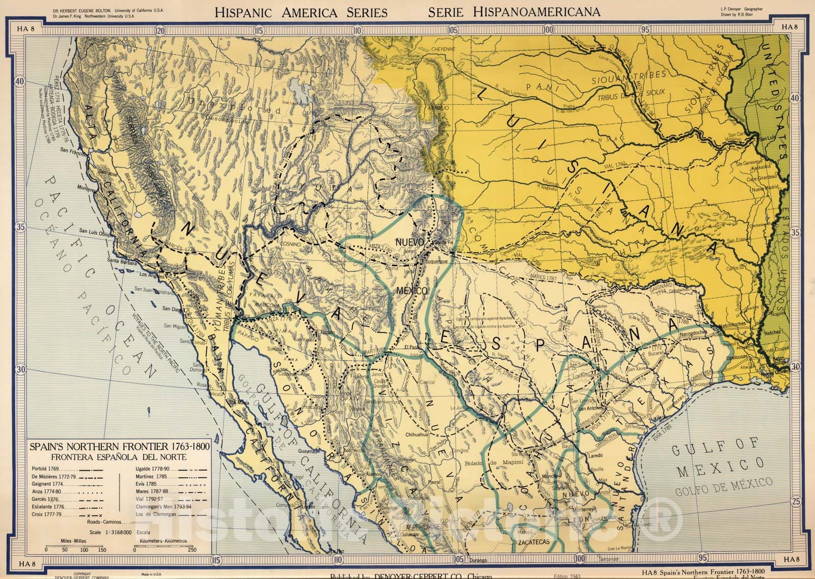 Southwest United States and Northern Mexico - Route Map, 1943 - Historical Map Print