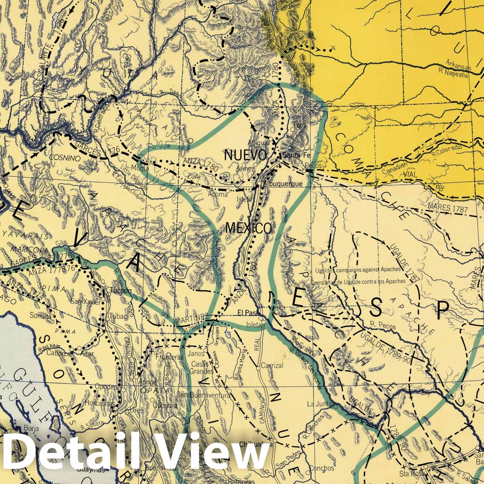 Southwest United States and Northern Mexico - Route Map, 1943 - Historical Map Print