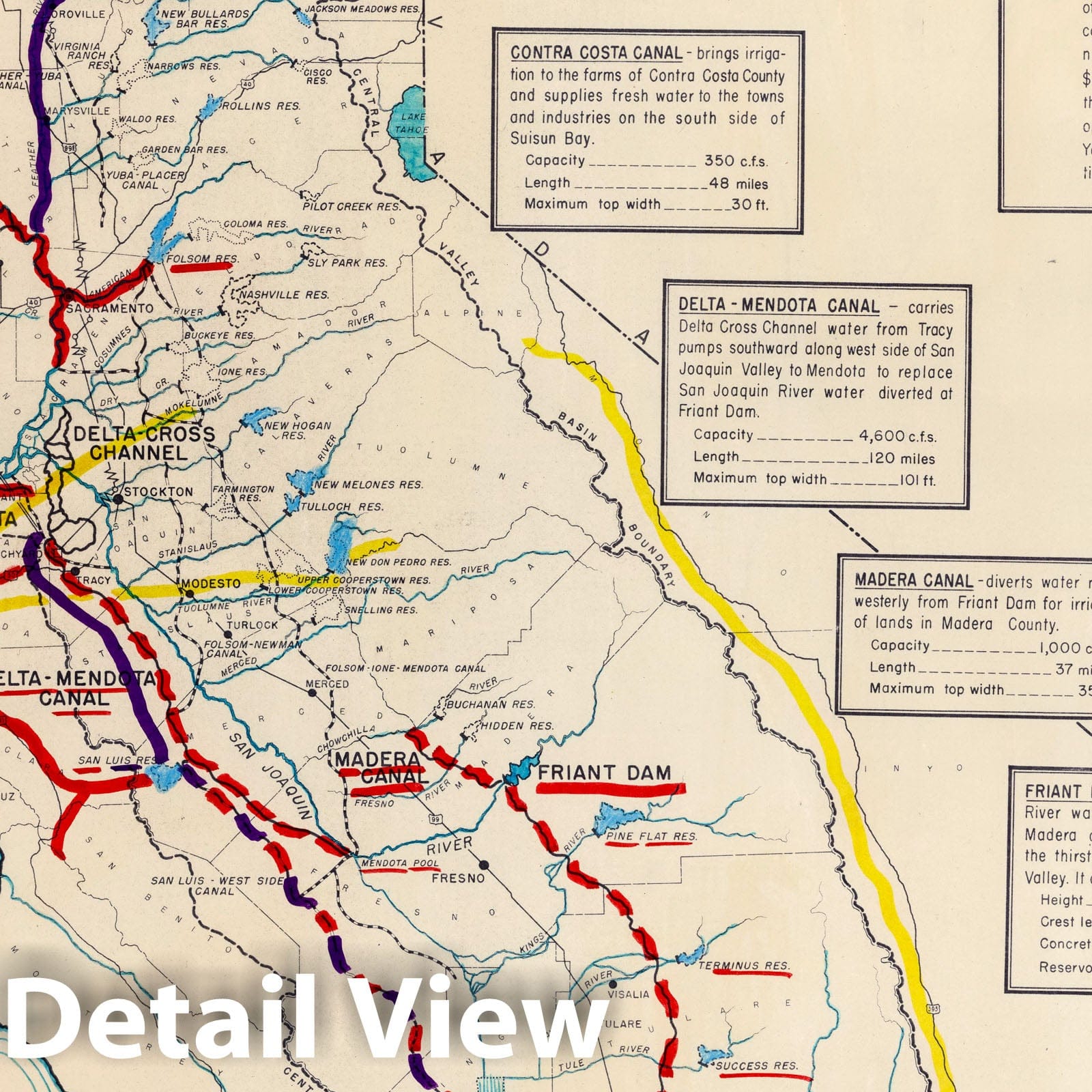 Historic Map : Wall Map, California - Central Valley Project. 1948 - Vintage Wall Art
