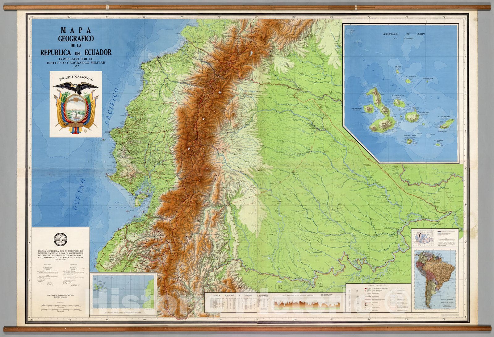 Ecuador - Boundary Map, 1957 - Historical Map Print