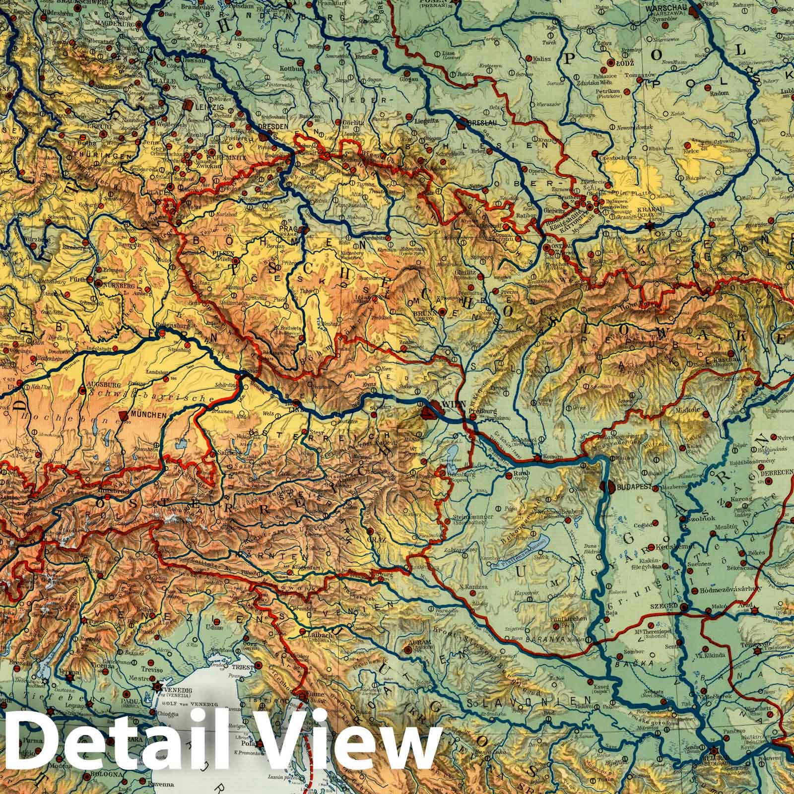 Central Europe - Boundary Map, 1930 - Historical Map Print